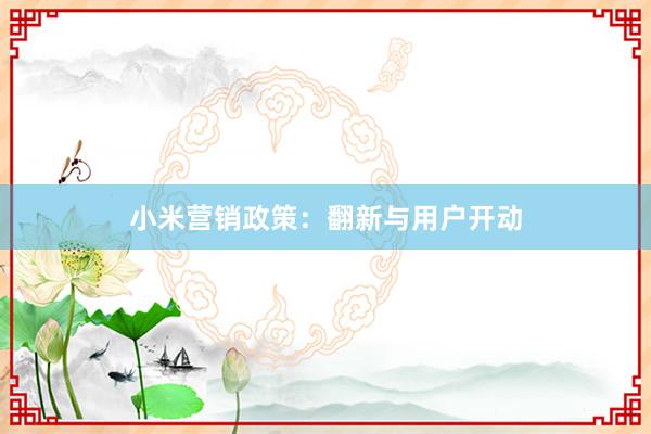 小米营销政策:翻新与用户开动